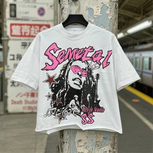 Camisetas de Diseño de Algodón de Manga Corta, Estampadas, con Hombros Caídos, Estilo Gráfico, Diseño de Peso Pesado, Estilo Urbano Holgado, Camiseta Cuadrada - Product Image 1