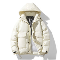 Blouson matelassé à capuche grande taille coupe ample coupe-vent épais avec fermeture éclair et multiples poches pour homme et femme