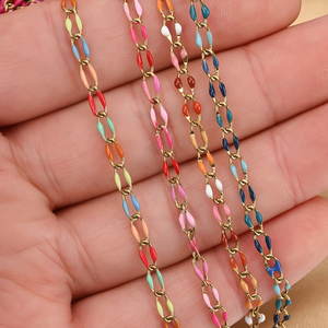 Stainless Steel PVD 18k Gold Plated Oval Shape Double-sides Enamel Chain Findings for <strong>Jewelry</strong> Making Accessory <strong>Supplies</strong> - Product Image 3