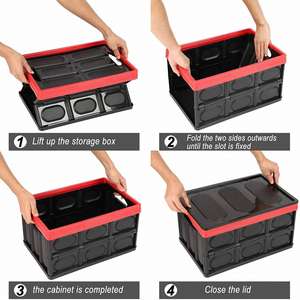 <b>Lidded</b> <b>Storage</b> <b>Bins</b> Collapsible <b>Storage</b> Box Tote <b>Storage</b> Box Crates Plastic Stackable Folding for Home 2 Pack 30L Black Foldable - Product Image 4