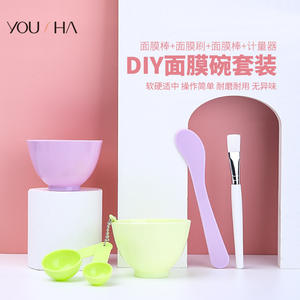 Juego de cucharas faciales Yousha, 3 uds., cucharas medidoras de plástico morado para mezclar mascarillas de belleza YI003 - Product Image 4