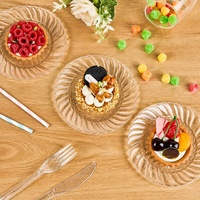 Assiettes en plastique jetables sans BPA, bord festonné ondulé, assiettes à dîner transparentes pour la décoration de table de mariage, de fête ou de banquet