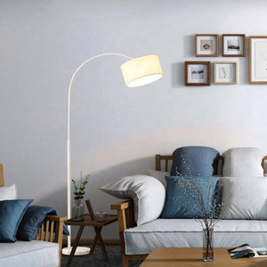 Lampe sur pied moderne pour la décoration de la <span class=keywords><strong>maison</strong></span>, réglable, base E27, en tissu et en fer, lampe sur pied LED en arc pour le salon - Product Image 4