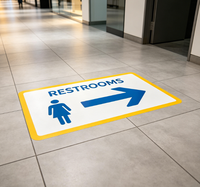 Autocollant de sol robuste antidérapant en PVC, impression personnalisée du logo pour la promotion en magasin, centre commercial, signalétique directionnelle