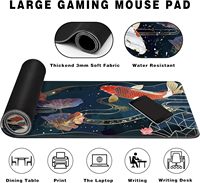 Tapis de souris XXL surdimensionné à motif floral personnalisé, imperméable, antidérapant, avec bordure renforcée