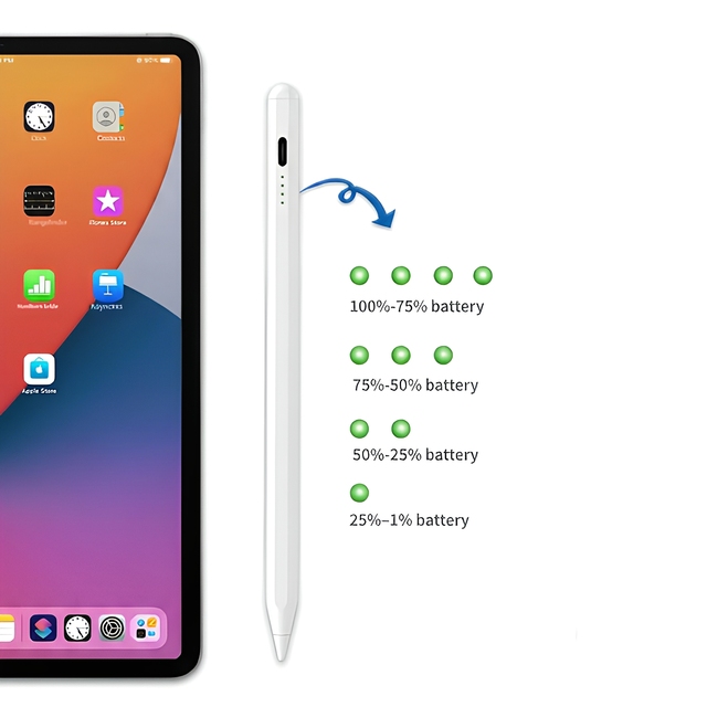 313 Universal Active Stylus Pen for iPad Android Windows Touch 4-LED Battery Display Type-C Fast Charge Magnetic Pencil OEM