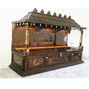 Gopuram Style Traditional Modern Hand Carved Teak Wood <b>Mandir</b> Home Durable Brown Finish Indian Temple Export USA UK - Product Image 1
