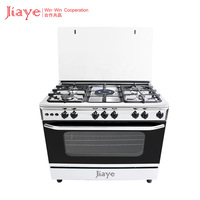 Cuisinière à gaz robuste à 5 brûleurs avec four, en acier inoxydable, cuisinière à gaz commerciale avec four intégré pour restaurant et cuisine