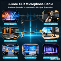 Câble de microphone professionnel IP65 extérieur 3 broches XLR mâle vers femelle avec faisceau de câblage fini, contacts en alliage de cuivre plaqués or