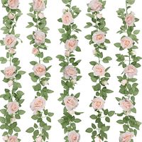 Guirnalda de Flores Artificiales de Rosas D462 de 6.5 pies, Guirnalda de Seda para Colgar en Interiores, Decoración para Bodas y Fiestas