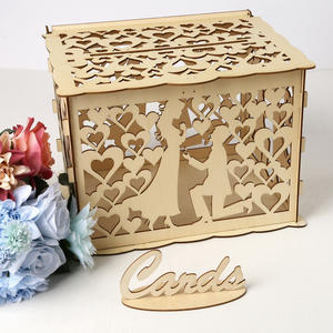 Scatola in Legno per Biglietti di Matrimonio, Porta Biglietti d'<span class=keywords><strong>Auguri</strong></span> Tagliato al Laser per Regali di Ricevimento, Ricordo di <span class=keywords><strong>Auguri</strong></span>, Decorazione per Feste di Anniversario - Product Image 4