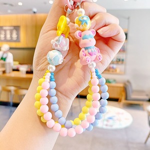 Lindo Llavero con Lazo de Oso y Cuentas, Colgante de Color Pastel para Cadena de Teléfono, Mochila, Bolso, Cartera, Llavero Decorativo, Adorno Diario - Product Image 5