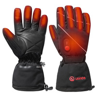 Gants chauffants en cuir SAVIOR, imperméables et coupe-vent pour hommes et femmes, pour le ski, le cyclisme, batterie rechargeable pour l'hiver