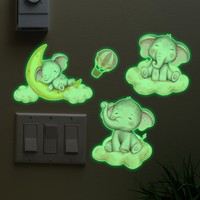 Vente chaude bricolage lumière bleue lumineuse amovible dessin animé interrupteur mural autocollants pour chambre enfants chambre décalcomanie