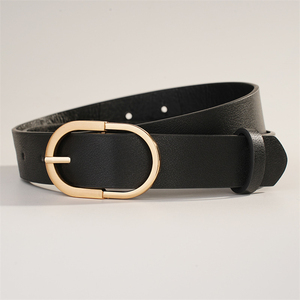 Ceinture de taille en cuir PU pour femmes, ceinture classique avec boucle ovale en métal doré, ceinture fine pour femmes, accessoire décontracté pour jeans, robes, usage quotidien - Product Image 5