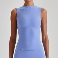 Débardeur de yoga pour femme, style européen et américain, en Spandex/Nylon, respirant, très élastique, ajusté, sans manches, pour le fitness et la course en extérieur