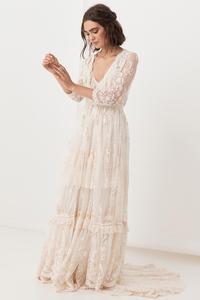 <span class=keywords><strong>Robe</strong></span> Maxi en <span class=keywords><strong>dentelle</strong></span> <span class=keywords><strong>blanche</strong></span> pour femmes, vêtement à manches longues, col v, décontracté, Vintage, printemps, 2020 - Product Image 2