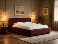 Lit plateforme FERLY avec système de support à lattes, cadre en bois moderne, meubles de chambre à coucher