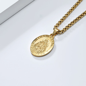 Collana con Ciondolo Medaglia di San Michele e San Giuda Placcata in Oro 18K, Gioielli Religiosi Cattolici per Uomini e Donne - Product Image 4