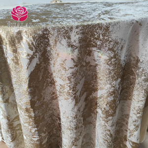 B083-vàng khách sạn bảng Bìa kim loại vòng tốt Jacquard <span class=keywords><strong>Damask</strong></span> Khăn trải bàn được sử dụng cho hộ gia đình với - Product Image 5