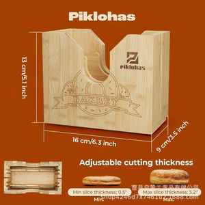 Piklohas Wooden Bread Slicer 2 <b>In</b> 1 Bagel Holder And Bread Cutter <b>Kitchen</b> Storage Box - Product Image 3