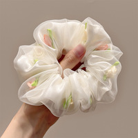 Chouchous en soie tendance, grand élastique à cheveux, couleur unie, accessoires, bandeau floral circulaire, attache pour cheveux pour filles