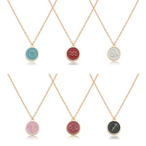 Dijes de esmalte de 12 constelaciones, colgante de doble cara con signo del zodíaco para llavero, para hacer joyas DIY: collares, pulseras y pendientes - Product Image 4