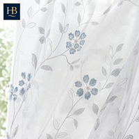 Rideaux semi-transparents à imprimé floral Hb, motif bleu de fleurs et de feuilles, panneaux de fenêtre filtrant la lumière, draperies pour chambre à coucher et salon