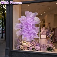 All-weather performance gigantische tule garen bloemenset waterdicht grote zijden mousseline bloemen voor trouwlocatie commerciële etalage