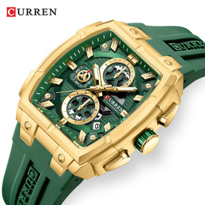 CURREN 8488 Orologi da Uomo di Lusso, Orologio da Polso al Quarzo Quadrato, Impermeabile, Luminoso, Cronografo con Data - Product Image 4