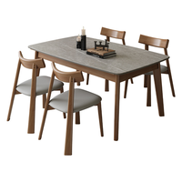 Ensemble de table à manger élégante en bois de chêne massif pour 4 personnes avec chaises de salle à manger au design moderne en bois pour la maison et l'hôtel