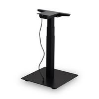Bureau debout moderne à une seule jambe, réglable en hauteur, structure en acier inoxydable, surface de travail mobile et relevable, usage commercial