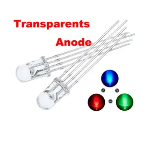 5mm आरजीबी एलईडी आम Anode 4 पिन दौर Transparents एलईडी डायोड लाल, हरे, नीले आरजीबी एलईडी