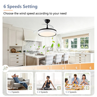 Ventilateur de plafond intelligent invisible à LED avec télécommande APP, 42 pouces, 3 pales, moteur DC rétractable moderne, OEM/ODM
