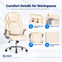 Chaise de bureau à dossier haut avec appui-tête réglable en hauteur, coussin matelassé en losanges, base à cinq branches électroplaquée pour bureau