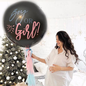 مجموعة واحدة 36 "صبي أو فتاة عملاقة سوداء من اللاتكس باللون الأزرق والوردي حلويات استحمام للأطفال تكشف عن الجنس لوازم الديكور للحفلات - Product Image 5