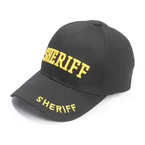 Özel 3D nakış mektuplar yardımcısı şerif kap şapka % 100% pamuk dimi siyah güvenlik görevlisi FBI personel kap