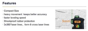 Niveau laser Laisai LS667, lumière verte, lignes laser à 360 degrés - Product Image 3