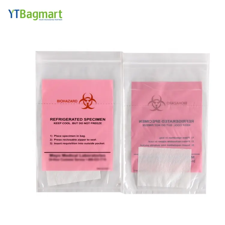 Mini Biohazard Túi 3-Wall 4 bức tường mẫu túi dây kéo cho phòng thí nghiệm