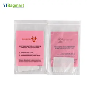 Mini Biohazard Bag 3-wall 4 walls Specimen Zipper Bags for Laboratory