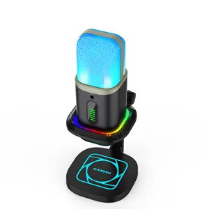 LED-Beleuchtung 192kHz 24-Bit-Abtastrate Kabel gebundenes Gaming-Mikrofon für PC-Karaoke-Youtuber-Mikrofon 3,5-mm-Spiele