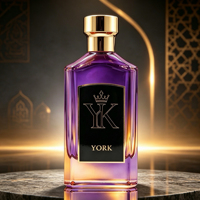 Botol Parfum Mewah Kaca YORK 100ml dengan Pompa Semprot Hot Stamping Warna Kustom, Tutup UV Emas, Kemasan OEM/ODM