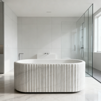 Baignoire autoportante de luxe en jade naturel et marbre avec maintien de la chaleur longue durée