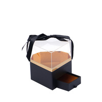 Vente chaude Saint Valentin Boîte à fleurs en forme de coeur Boîte cadeau en acrylique transparent avec tiroir Matériau en feuille de cuir en relief