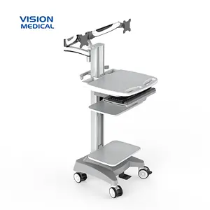 Mobile Pc Cart Monitoring Equipment Trolley Abs Plastic Hospital Mobile Computer Trolley With Mounting Solution