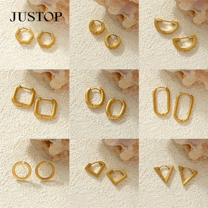 Aros de Moda en Tendencia, OEM/OEM, Impermeables, de Acero Inoxidable, Chapados en Oro de 18K, Hipoalergénicos, para Mujer - Product Image 3