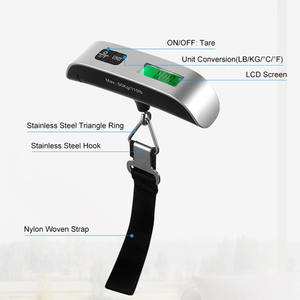 पोर्टेबल इलेक्ट्रॉनिक 50kg एबीएस स्टेनलेस स्टील फांसी डिजिटल सामान तराजू के साथ एलसीडी डिस्प्ले - Product Image 5