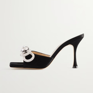 Sandalias de Tacón Alto con Lazo, Tallas Grandes, Calzado de Mujer, Mules con Punta Cuadrada Abierta, Tacones de Mujer 2025 - Product Image 2