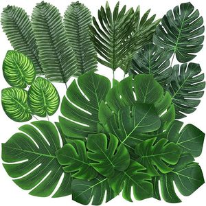 20 Pezzi di Foglie di Monstera Artificiali in Plastica, Decorazione Estiva Tropicale per Casa, Matrimoni e Feste Hawaiane - Product Image 1