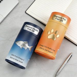 Boîte <span class=keywords><strong>en</strong></span> papier écologique de qualité alimentaire pour capsules d'huile de poisson, tube de complément alimentaire pour animaux de compagnie, emballage personnalisé imprimé - Product Image 1
